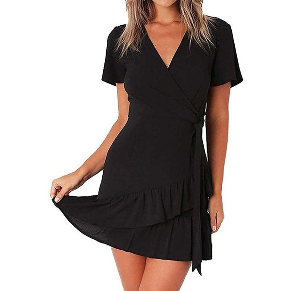 women's swimwear womens ruffles dress bandeau holiday cover-ups short sleeve sundress ladies summer solid v-neack robe vestidos, White;black
women's swimwear womens ruffles dress bandeau holiday cover-ups short sleeve sundress ladies summer solid v-neack robe vestidos, White;black