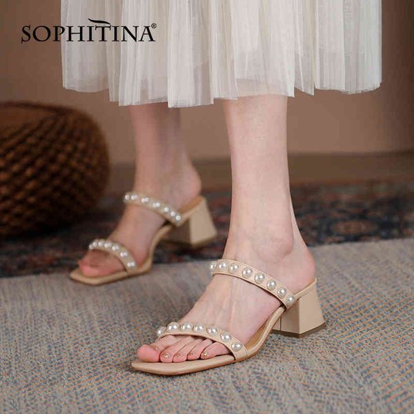 sophitina concise women's sandals pearl narrow band summer shoes thick heel comfortable open toe handmade female slippers ao746 210513, Black
sophitina concise women's sandals pearl narrow band summer shoes thick heel comfortable open toe handmade female slippers ao746 210513, Black