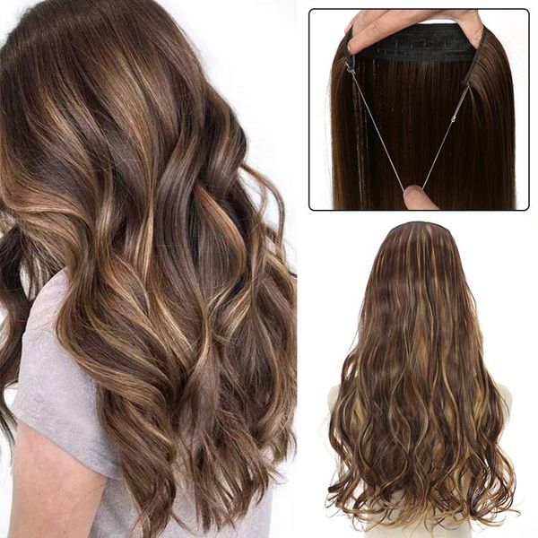 synthetic wigs no clip halo hair long wavy ombre secret wire adjustable transparent one piece fish line fake hairpieces, Black
synthetic wigs no clip halo hair long wavy ombre secret wire adjustable transparent one piece fish line fake hairpieces, Black