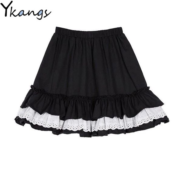 spring summer fairy student mini skirts women korean girls cute high waist ruffle cake lace black pleated 210421
spring summer fairy student mini skirts women korean girls cute high waist ruffle cake lace black pleated 210421