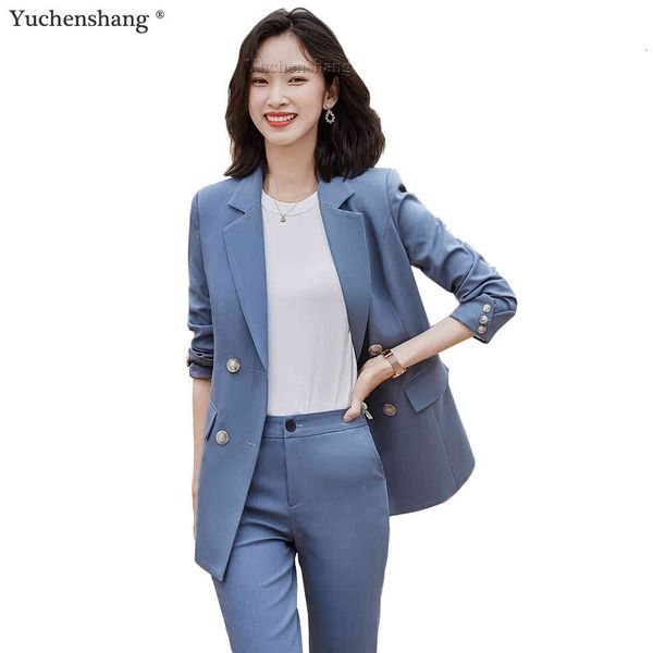 women's suits & blazers new arrival fall autumn winter casual pant suit women black blue 2 piece set loose double breasted blazer and t, White;black
women's suits & blazers new arrival fall autumn winter casual pant suit women black blue 2 piece set loose double breasted blazer and t, White;black