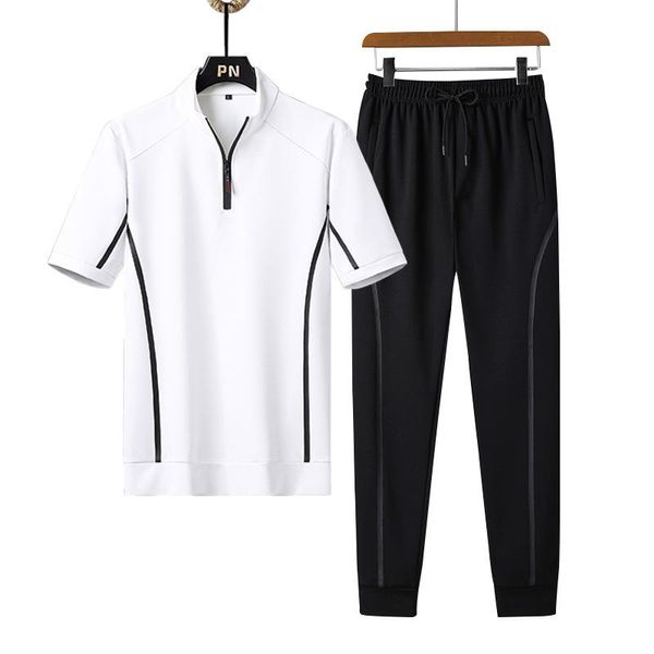 men's tracksuits casual sports suit stand-up collar loose breathable short-sleeved t-shirt with trousers two piece set summer, Gray
men's tracksuits casual sports suit stand-up collar loose breathable short-sleeved t-shirt with trousers two piece set summer, Gray