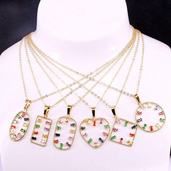 pendant necklaces 6pcs, micro pave cz charm delicate necklace colorful rainbow baguette cubic zirconia geometric drop gift elegance jewelry, Silver 
pendant necklaces 6pcs, micro pave cz charm delicate necklace colorful rainbow baguette cubic zirconia geometric drop gift elegance jewelry, Silver