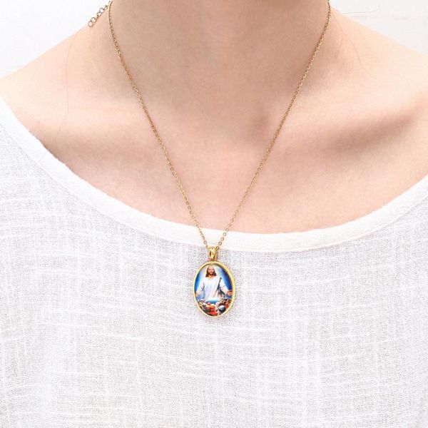 pendant necklaces christian father jesus statue stainless steel necklace european and american belief personality accessories, Silver
pendant necklaces christian father jesus statue stainless steel necklace european and american belief personality accessories, Silver