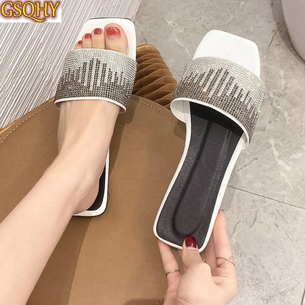 women summer flat slippers elegant ladies square toe slides outside shoes female crystal bling sandals fashion woman 2021, Black
women summer flat slippers elegant ladies square toe slides outside shoes female crystal bling sandals fashion woman 2021, Black