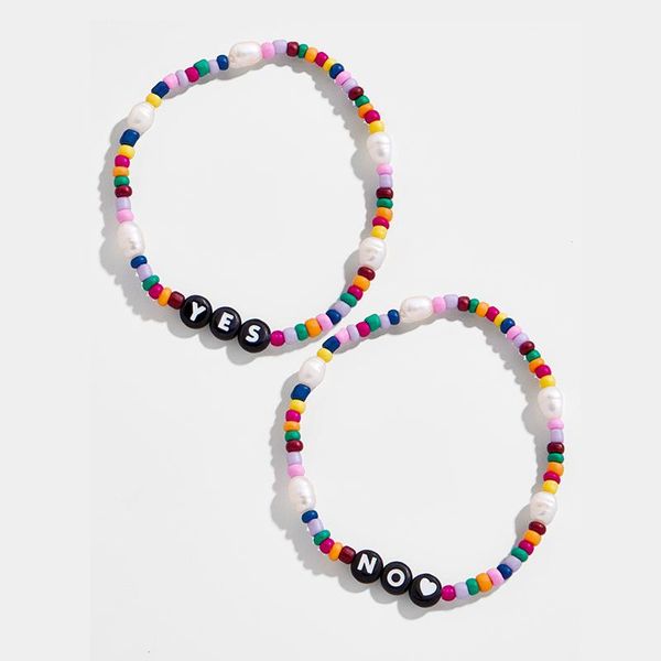 tennis summer wrists letter yes no bead bracelet stack elastic women freshwater pearl, Golden;silver
tennis summer wrists letter yes no bead bracelet stack elastic women freshwater pearl, Golden;silver
