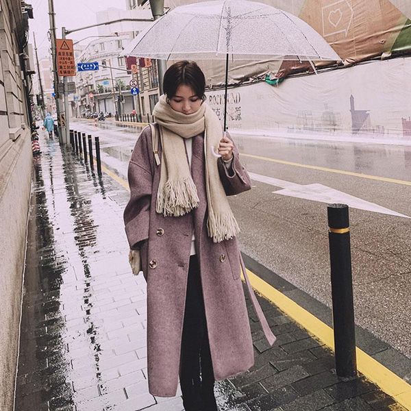 women's wool & blends 2021 winter outerwear long coats vintage woolen office lady double breasted overcoat female trench coat, Black
women's wool & blends 2021 winter outerwear long coats vintage woolen office lady double breasted overcoat female trench coat, Black