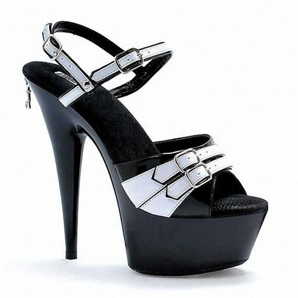 the fashion bag with super high heels sandals, fish mouth 15 cm unique buckles sandals, Black
the fashion bag with super high heels sandals, fish mouth 15 cm unique buckles sandals, Black