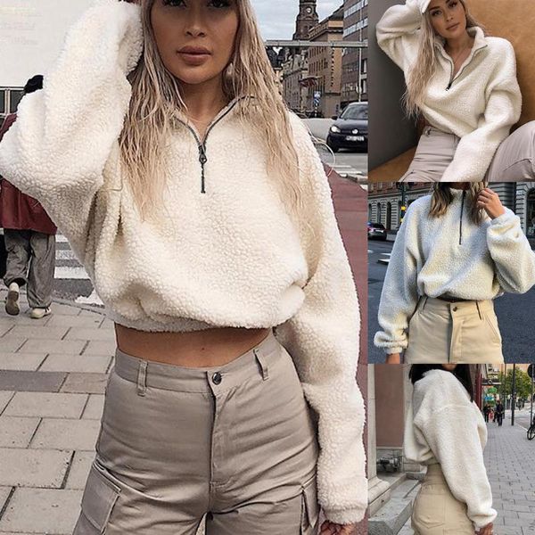 women's hoodies & sweatshirts long sleeve white cropped hoodie women autumn winter pullover short sweatshirt plush zipper faux fur fluf, Black
women's hoodies & sweatshirts long sleeve white cropped hoodie women autumn winter pullover short sweatshirt plush zipper faux fur fluf, Black