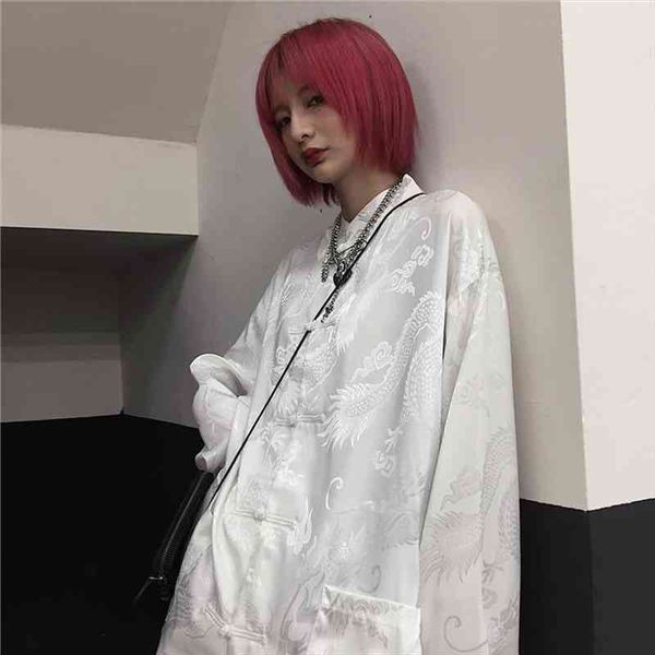 women man blouse dragon print harajuku streetwear chinese style stand collar buckle vintage black white shirt blusas
women man blouse dragon print harajuku streetwear chinese style stand collar buckle vintage black white shirt blusas