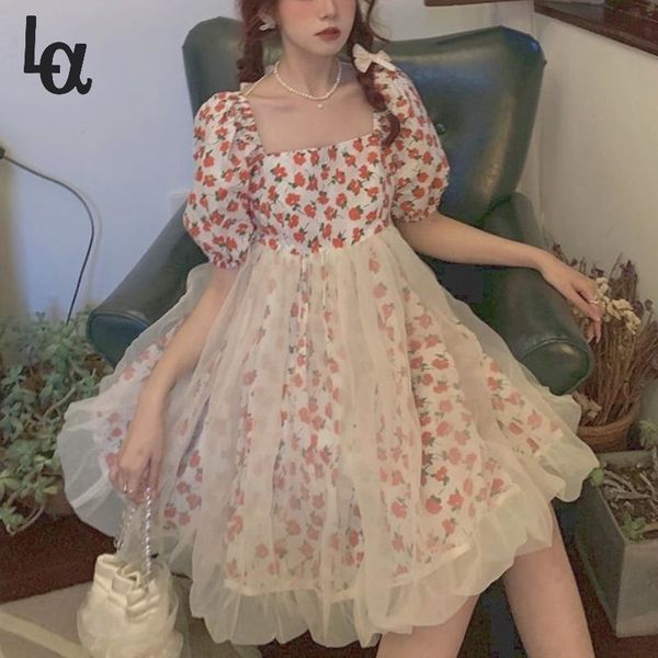 summer kawaii floral dress women vintage sweet cute fairy printing japanese pretty princess puff sleeve 210519, Black;gray
summer kawaii floral dress women vintage sweet cute fairy printing japanese pretty princess puff sleeve 210519, Black;gray