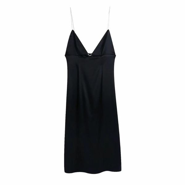 women midi satin dress sleeveless v-neckline metal rhinestone straps party club woman 210420, Black;gray
women midi satin dress sleeveless v-neckline metal rhinestone straps party club woman 210420, Black;gray