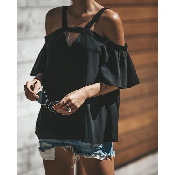 women's blouses & shirts women summer t casual off shoulder short sleeve solid color v-neck ladies loose hollow out fashion clothe, White
women's blouses & shirts women summer t casual off shoulder short sleeve solid color v-neck ladies loose hollow out fashion clothe, White