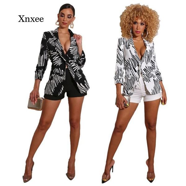 women's suits & blazers stripe print blazer women black white single button front long sleeve coat chic ol workwear sport office jacket, White;black
women's suits & blazers stripe print blazer women black white single button front long sleeve coat chic ol workwear sport office jacket, White;black