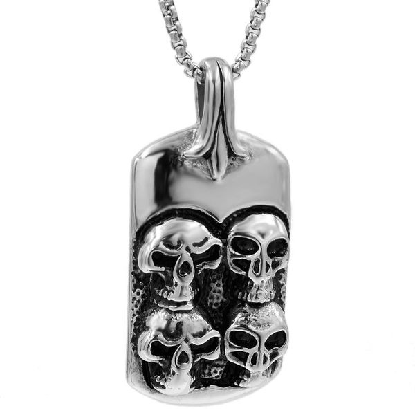 present hiphop stainless steel men dog tag 4 skull necklaces for soldier heavy skeleton pendant silver color v p1260
present hiphop stainless steel men dog tag 4 skull necklaces for soldier heavy skeleton pendant silver color v p1260