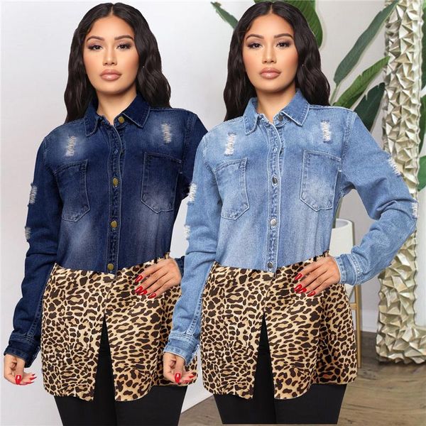 plus size t-shirt 5xl denim shirts fashion creative leopard stitching long sleeve ripped single breasted casual shirt women cowgirl, Black
plus size t-shirt 5xl denim shirts fashion creative leopard stitching long sleeve ripped single breasted casual shirt women cowgirl, Black