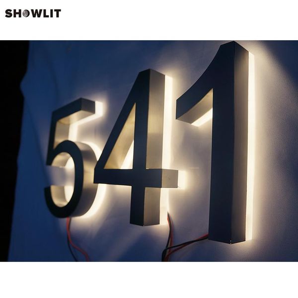 other door hardware custom waterproof brushed stainless steel backlit house numbers