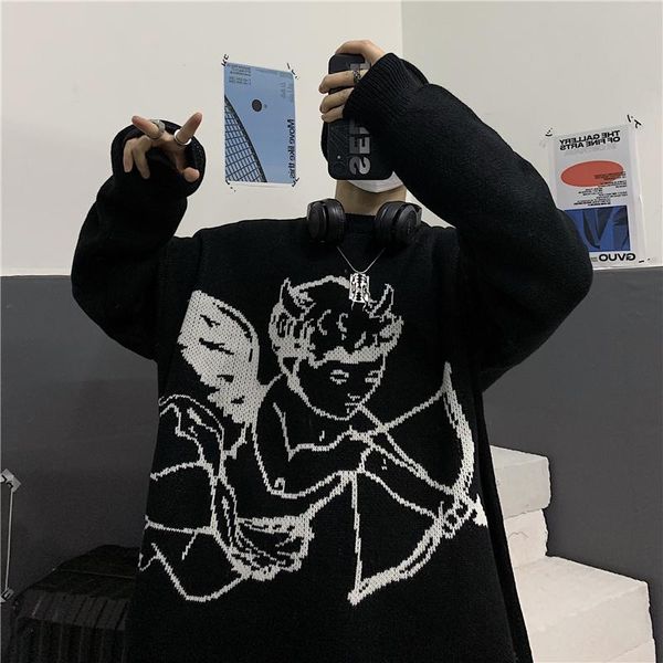 women's sweaters winter women streetwear punk harajuku knitted oversized pullover angel jacquard fashion hip hop outwear jumper unisex, White;black
women's sweaters winter women streetwear punk harajuku knitted oversized pullover angel jacquard fashion hip hop outwear jumper unisex, White;black