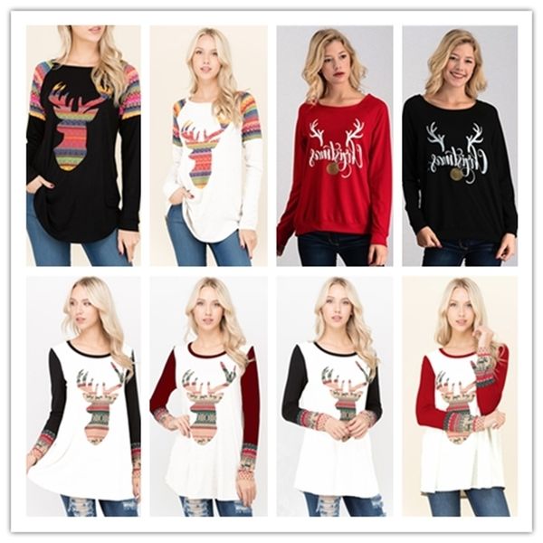 12 styles christmas t-shirt women plaid shirts deer printing long sleeve blouse loose casual tees print blusas women designer tshirts, Black
12 styles christmas t-shirt women plaid shirts deer printing long sleeve blouse loose casual tees print blusas women designer tshirts, Black