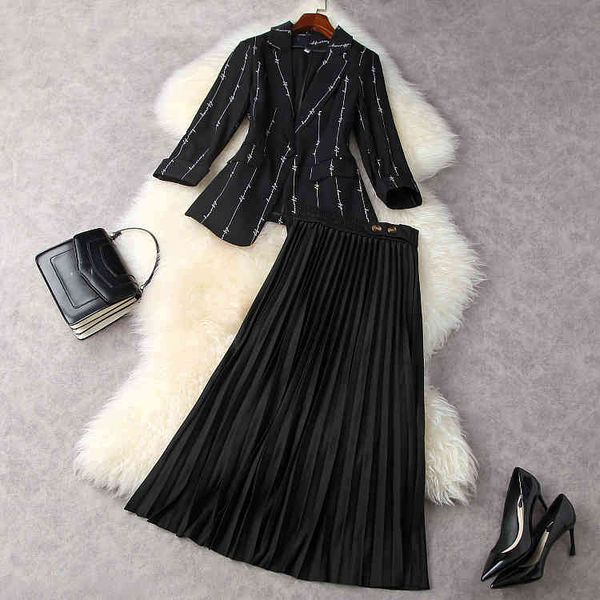 two piece dress spring 3/4 sleeve notched-lapel white / black single-button blazers + pleated mid-calf skirt suits 2 s set lm1211931 vkaw
two piece dress spring 3/4 sleeve notched-lapel white / black single-button blazers + pleated mid-calf skirt suits 2 s set lm1211931 vkaw