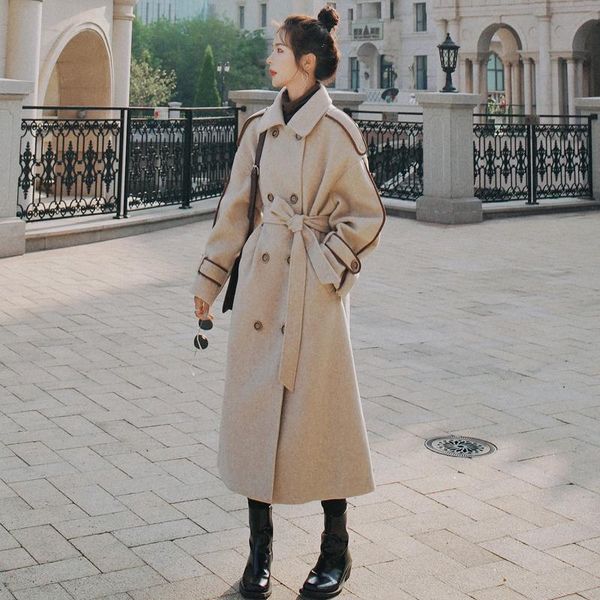 women's wool & blends women korean style double breasted belt vintage woolen coat winter clothes female elegant chic loose casual long, Black
women's wool & blends women korean style double breasted belt vintage woolen coat winter clothes female elegant chic loose casual long, Black