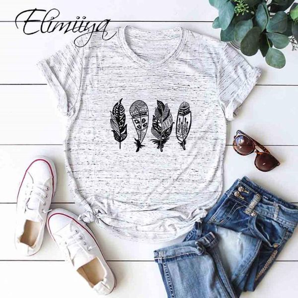 women's t-shirt elimiiya printed cotton short sleeve t shirt, White