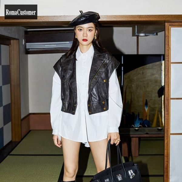 women's vests vest womens spring autumn 2021 loose sleeveless vintage high street elegant female fashion casual biker jackets, Black;white
women's vests vest womens spring autumn 2021 loose sleeveless vintage high street elegant female fashion casual biker jackets, Black;white