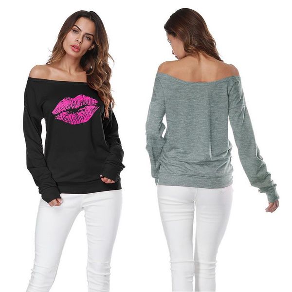 women's hoodies & sweatshirts fashion women red big lips printed off shoulder long sleeve casual pullovers streetwear, Black
women's hoodies & sweatshirts fashion women red big lips printed off shoulder long sleeve casual pullovers streetwear, Black