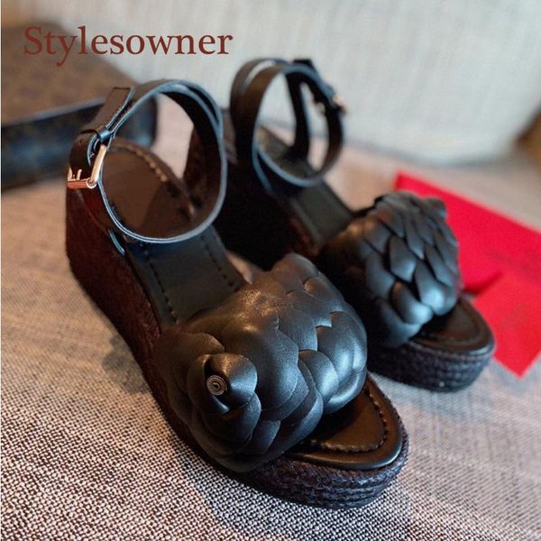 sandals leather platform open toe high heel summer flowers sweet and casual wedge roman women, Black
sandals leather platform open toe high heel summer flowers sweet and casual wedge roman women, Black