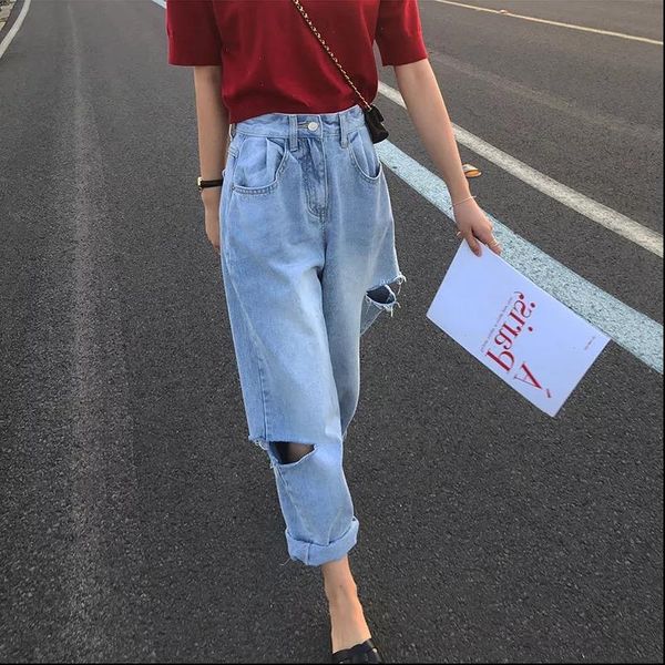 wide leg women jean ripped jeans woman high waist plus size cut denim korean pants trousers 5xl boyfriend bf hole, Blue
wide leg women jean ripped jeans woman high waist plus size cut denim korean pants trousers 5xl boyfriend bf hole, Blue