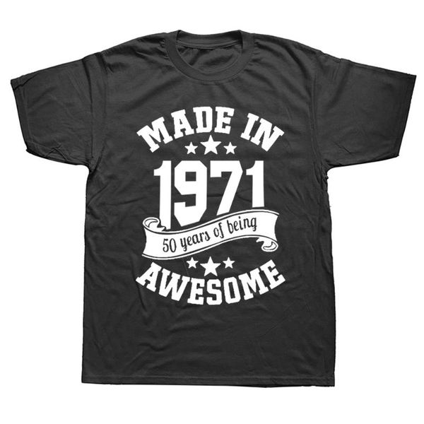 made in 1971 50 years awesome 50th birthday t-shirt mens short sleeves oversized streetwear hip hop printed t shirts tees men's t-shirt, White;black
made in 1971 50 years awesome 50th birthday t-shirt mens short sleeves oversized streetwear hip hop printed t shirts tees men's t-shirt, White;black