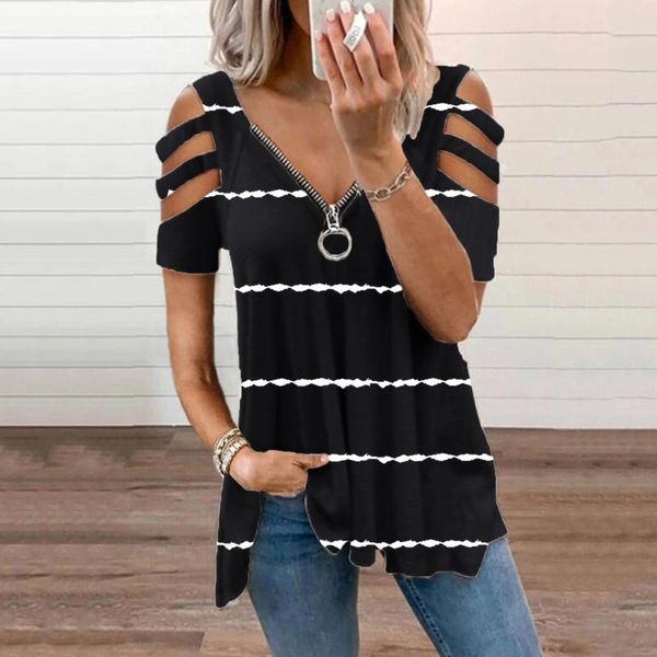 women's t-shirt womens v-neck collar zipper t_shirts stripe print color short sleeve fold casual woman tshirt pink tee camisa femi, White
women's t-shirt womens v-neck collar zipper t_shirts stripe print color short sleeve fold casual woman tshirt pink tee camisa femi, White