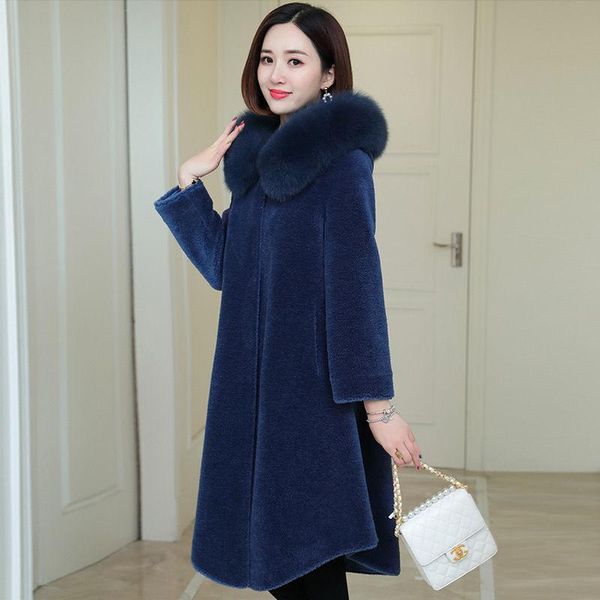 women's wool & blends 2021 winter women jacket fur collar warm ladies temperament blend single-breasted coat autumn long female outwear, Black
women's wool & blends 2021 winter women jacket fur collar warm ladies temperament blend single-breasted coat autumn long female outwear, Black