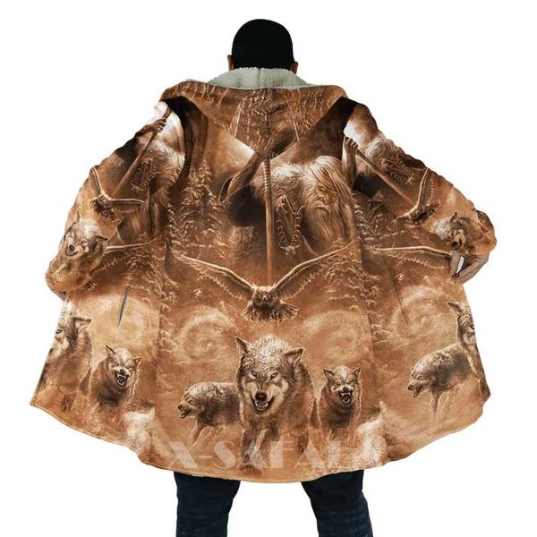 men's wool & blends native wolf animal feather all over 3d printed thick warm hooded cloak for men windproof fleece casual-45, Black
men's wool & blends native wolf animal feather all over 3d printed thick warm hooded cloak for men windproof fleece casual-45, Black