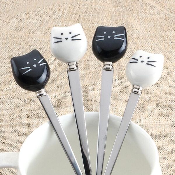 spoons lovely pet cat fork stainless steel long stirring spoon fruit coffee with ceramic cute handle
spoons lovely pet cat fork stainless steel long stirring spoon fruit coffee with ceramic cute handle