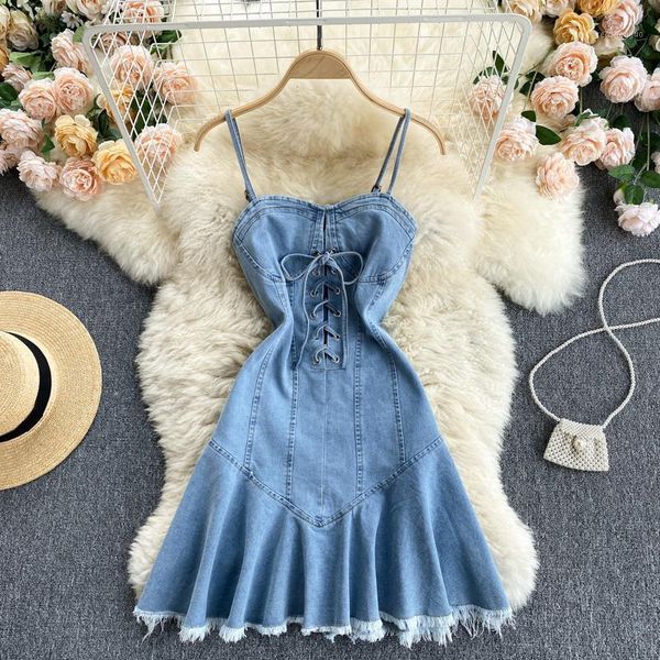 casual dresses women summer dress lace-up ruffled denim suspender mini streetwear, Black;gray
casual dresses women summer dress lace-up ruffled denim suspender mini streetwear, Black;gray