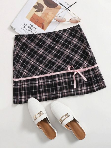 zipper side contrast tape detail tartan skirt p4hs#, Black
zipper side contrast tape detail tartan skirt p4hs#, Black