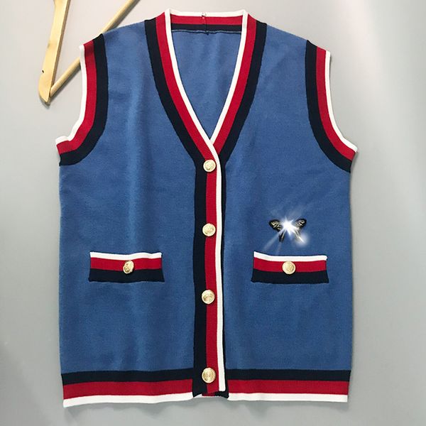 317 2021 milan style summer sweater cardigan brand same style regular sleeveless v neck kint pink blue sweater women clothes qian, White;black
317 2021 milan style summer sweater cardigan brand same style regular sleeveless v neck kint pink blue sweater women clothes qian, White;black