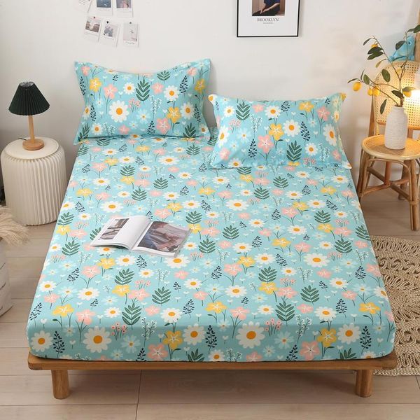 sheets & sets bonenjoy 1 pc 100% pure cotton fitted sheet king size sabanas floral style on rubber band mattress covers(no case)