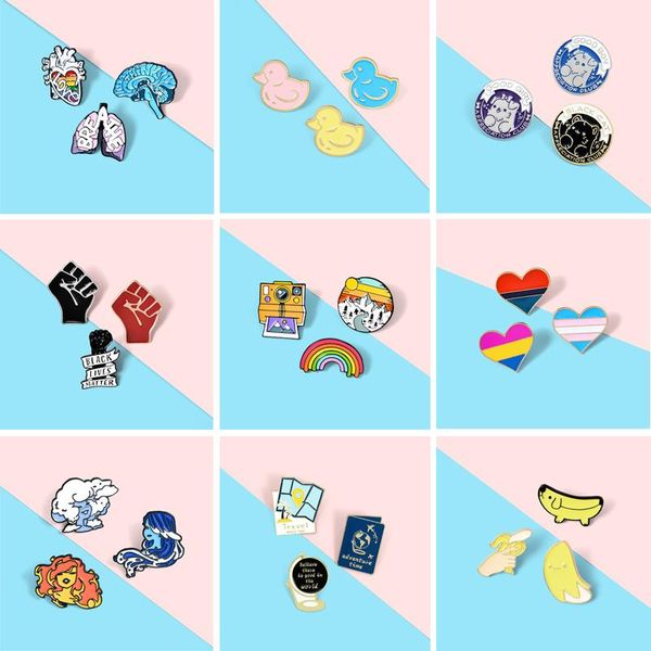 pins, brooches 3/set cartoon animals round enamel pins rainbow mountain sun heart fruit flame brooch bag button badge jewelry gifts for frie, Gray
pins, brooches 3/set cartoon animals round enamel pins rainbow mountain sun heart fruit flame brooch bag button badge jewelry gifts for frie, Gray