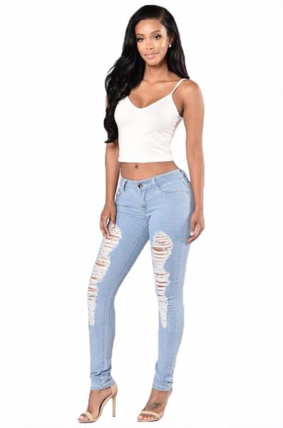 fashion destroyed distressed jeans women hight waist pencil pants slim skinny denim trousers women's, Blue
fashion destroyed distressed jeans women hight waist pencil pants slim skinny denim trousers women's, Blue