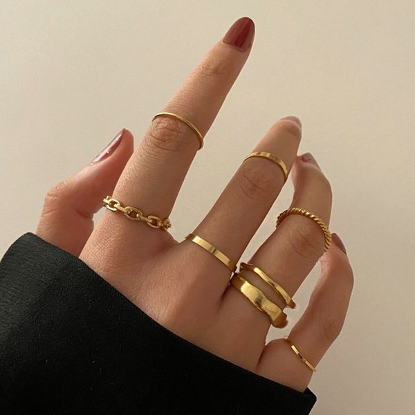 gold wide chain ring set for women girls fashion irregular finger thin rings gift 2021 female jewelry party, Silver
gold wide chain ring set for women girls fashion irregular finger thin rings gift 2021 female jewelry party, Silver