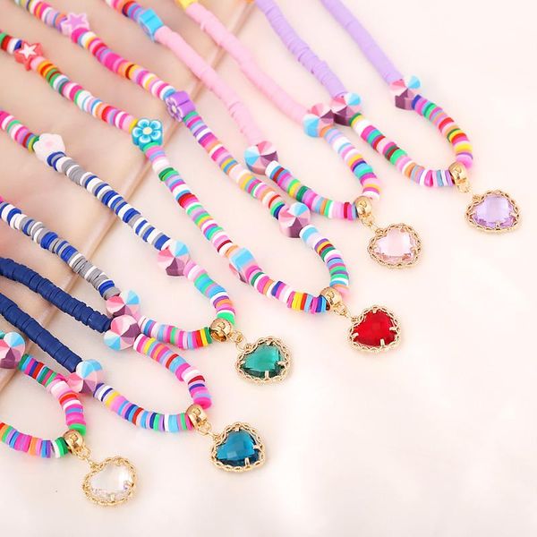 pendant necklaces summer soft clay necklace with crystal heart bohemian style fashion choker women girls party beach jewelry gift, Silver
pendant necklaces summer soft clay necklace with crystal heart bohemian style fashion choker women girls party beach jewelry gift, Silver