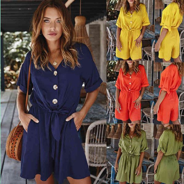 suits women fashion playsuits casual loose v neck short sleeve button sashes cotton romper jumpsuit summer solid overalls for agr4, Black
suits women fashion playsuits casual loose v neck short sleeve button sashes cotton romper jumpsuit summer solid overalls for agr4, Black