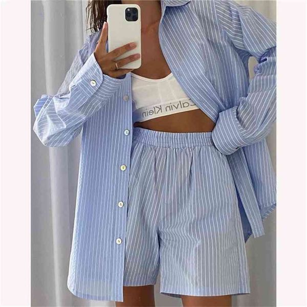 sampic loung wear tracksuit women shorts set stripe long sleeve shirt and loose high waisted mini two piece 210517, White
sampic loung wear tracksuit women shorts set stripe long sleeve shirt and loose high waisted mini two piece 210517, White