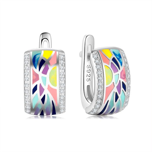 925 silver earring colorful art painting handmade enamel sparkling cz clip earring for women wedding gift fine europe jewelry, Golden;silver
925 silver earring colorful art painting handmade enamel sparkling cz clip earring for women wedding gift fine europe jewelry, Golden;silver