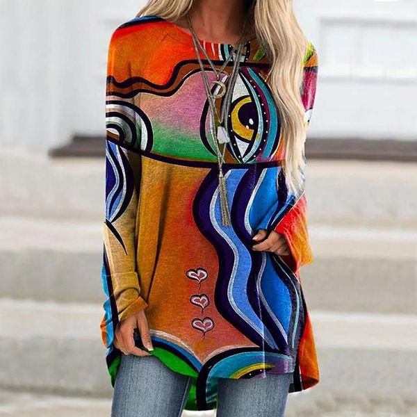 casual long sleeve design womens t shirts abstract face print autumn fashion elegant tee 18 colors, White
casual long sleeve design womens t shirts abstract face print autumn fashion elegant tee 18 colors, White