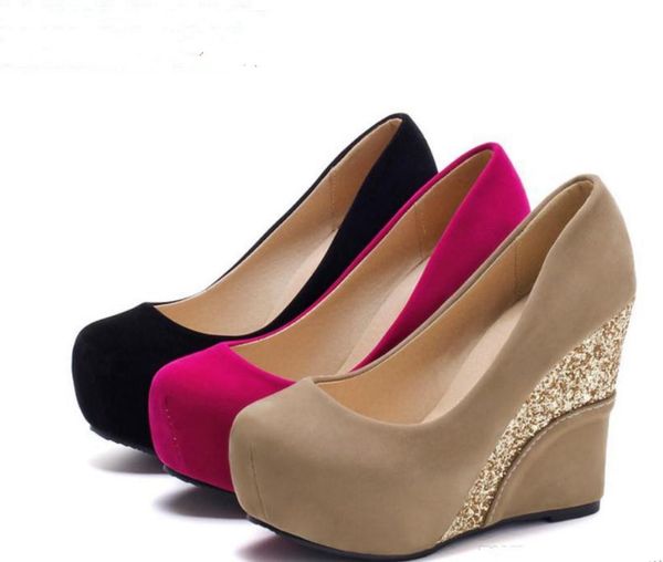 women shoes spring and autumn slope heel round head waterproof table shallow mouth, Black
women shoes spring and autumn slope heel round head waterproof table shallow mouth, Black