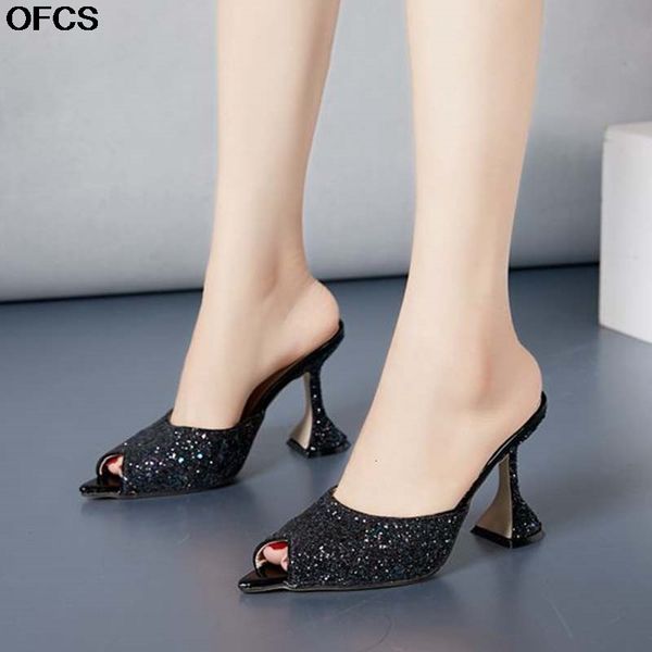sandals high heel bling women slippers summer fashion peep toe mules glitter slides pary pumps shoes size 42 lrop, Black
sandals high heel bling women slippers summer fashion peep toe mules glitter slides pary pumps shoes size 42 lrop, Black