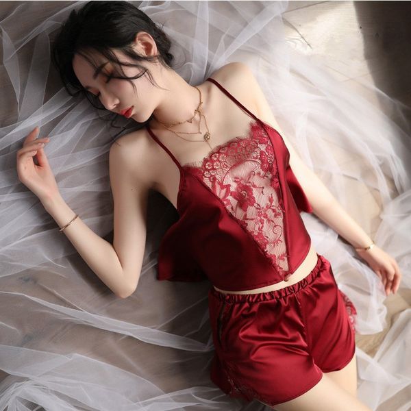 underwear style fun hollow out split home clothes open breast pajamas suit, Red;black
underwear style fun hollow out split home clothes open breast pajamas suit, Red;black